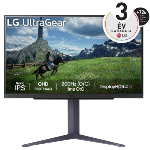 LG 27" 27GS85Q-B UltraGear™ IPS 16:9 QHD gaming 200 Hz-es monitor